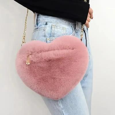 Heart Shaped Fluffy Shoulder Bag Fashion