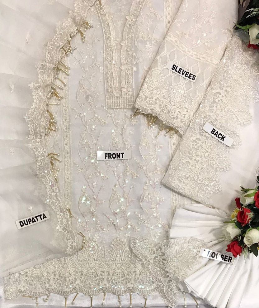 net embroidered handwork 3pc