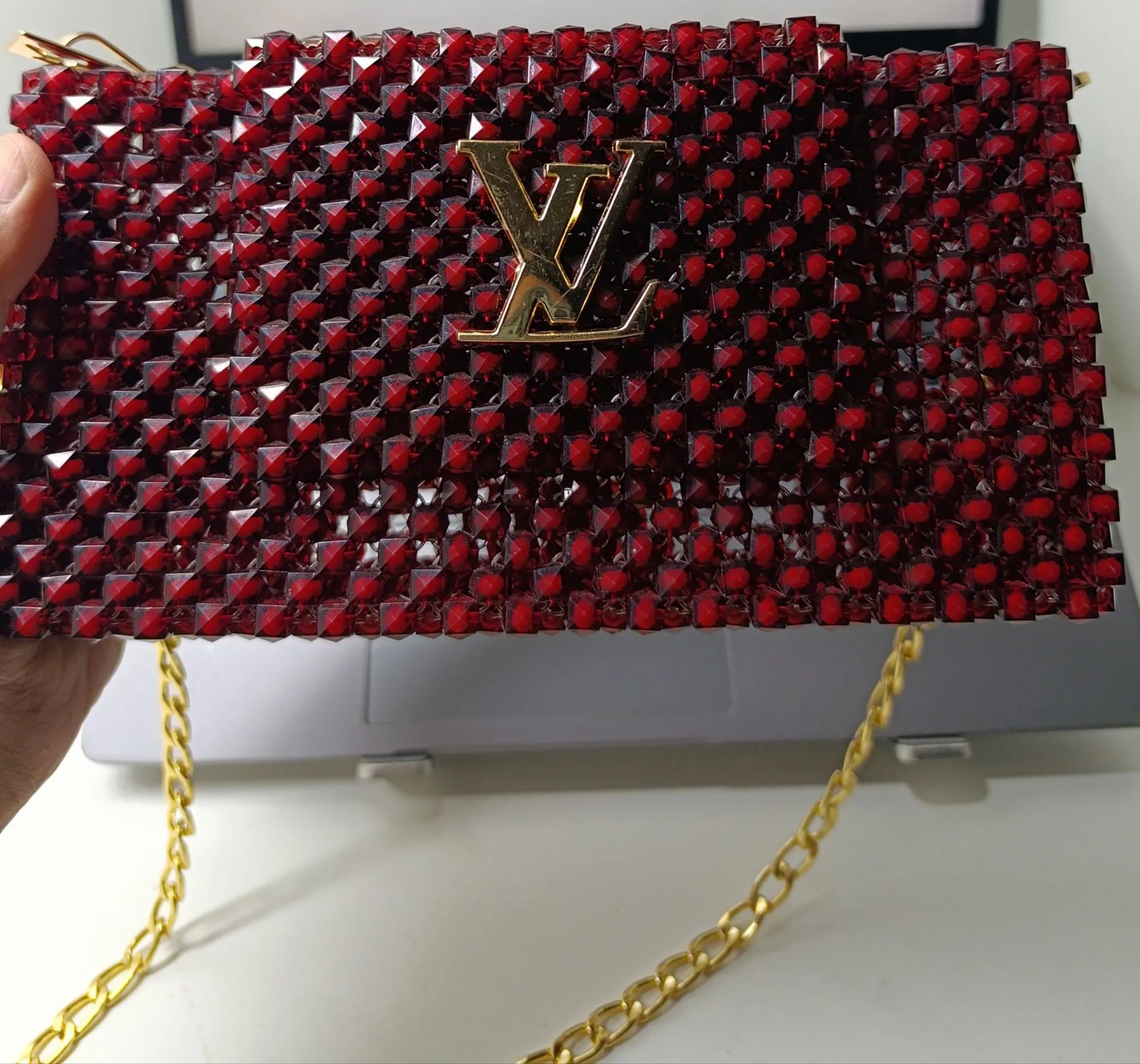 Women's Plastic Beaded Hand Bag