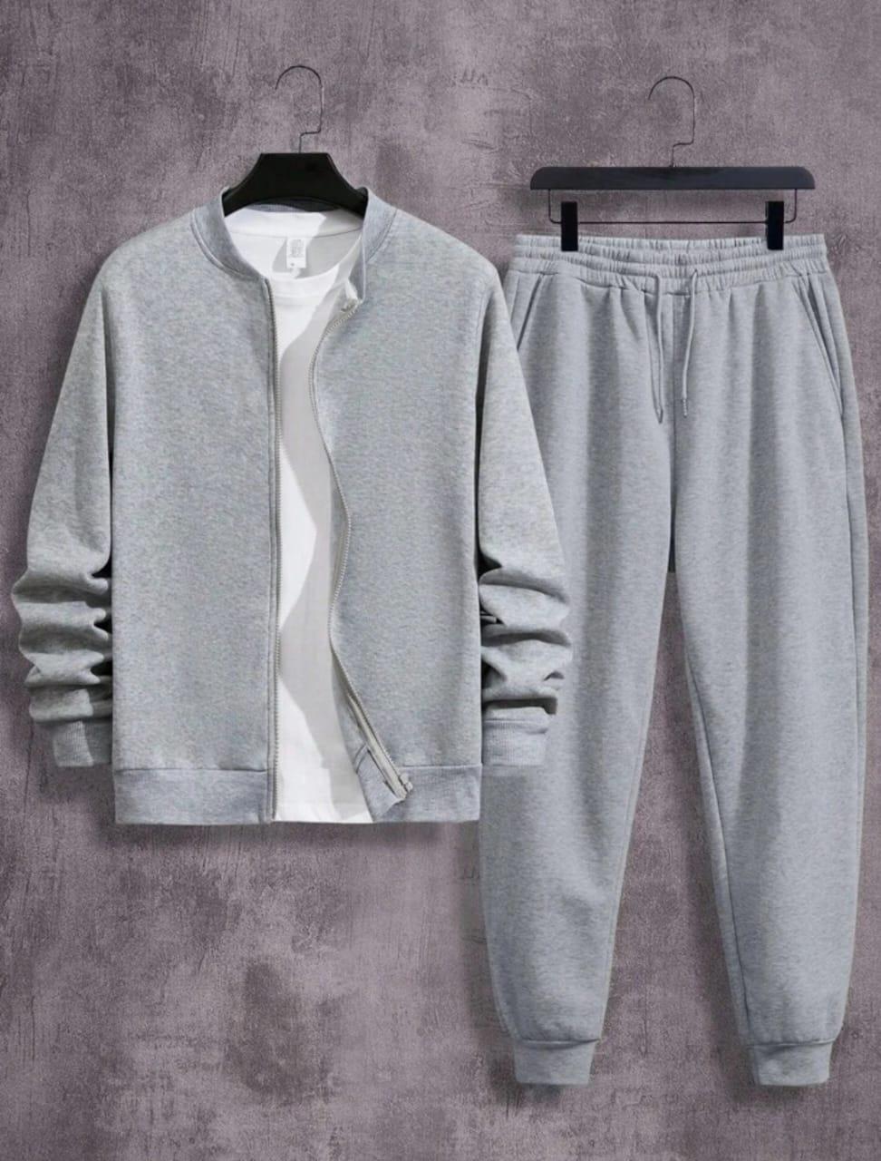 Fleece zipper Track suit for men's
