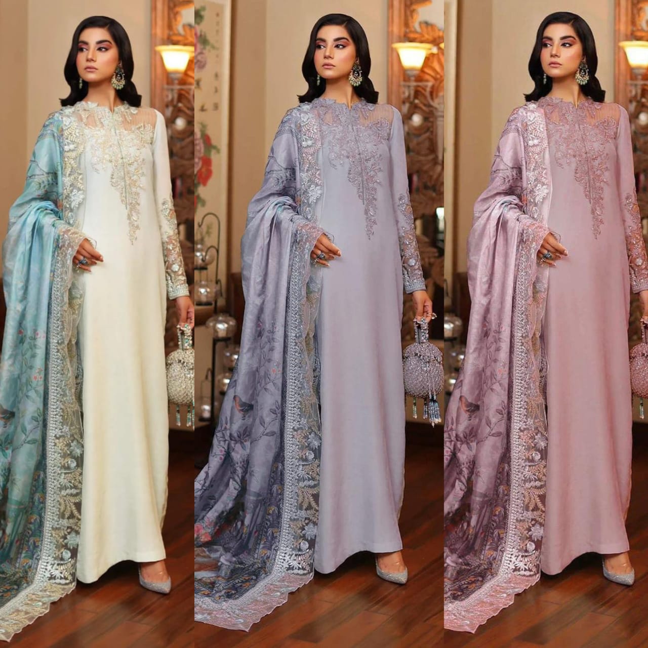 shamooz silk embroidered 3pc