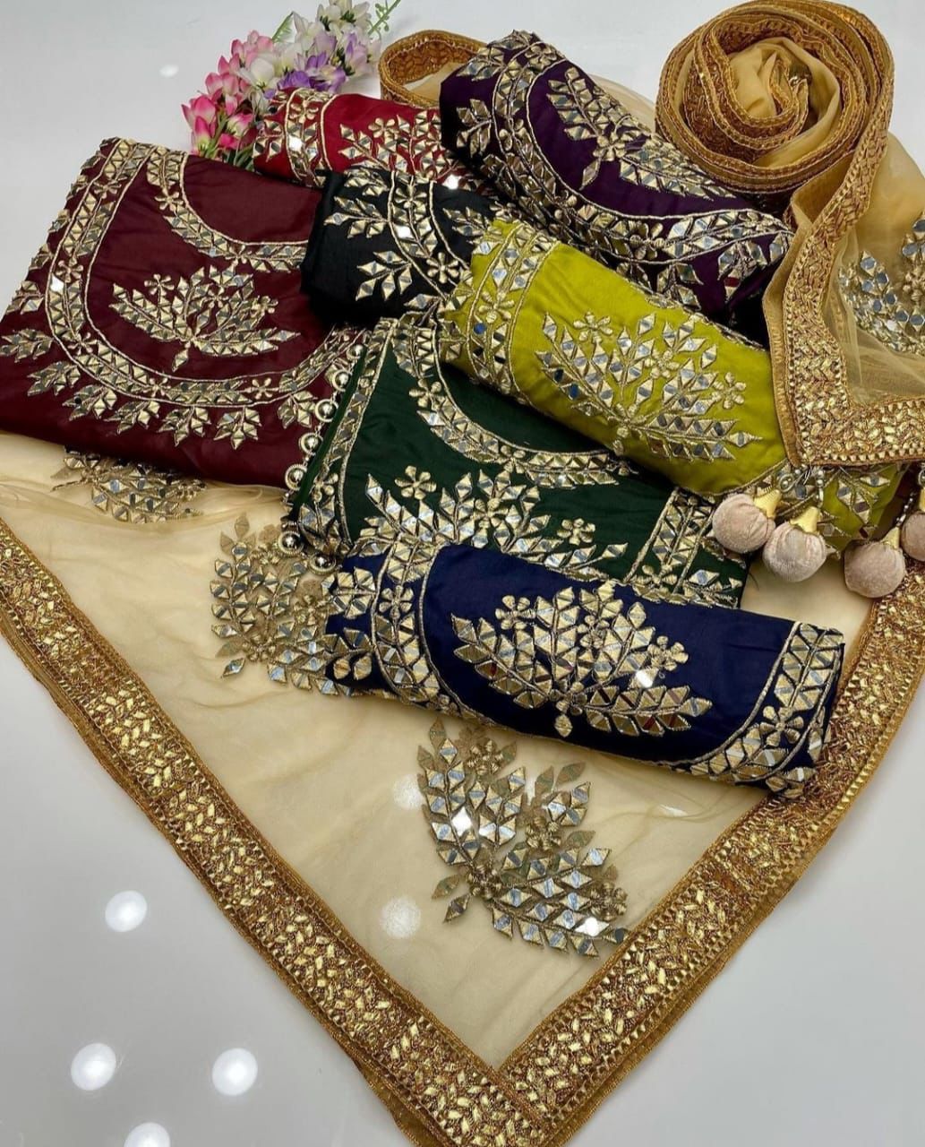 KATAAN SILK MIRROR WORK 3PC