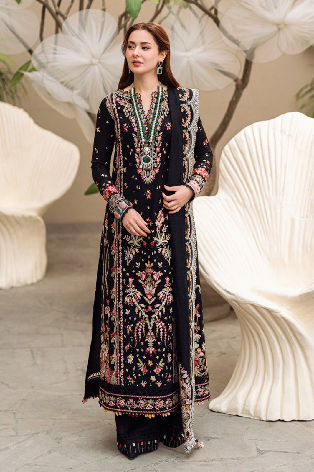 DHANAK embroidery 3pc suit