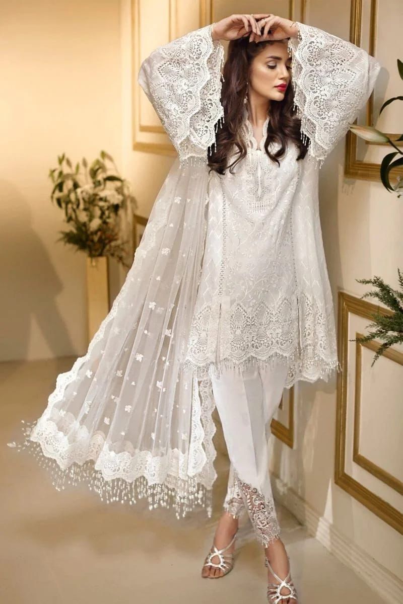 net embroidered handwork 3pc