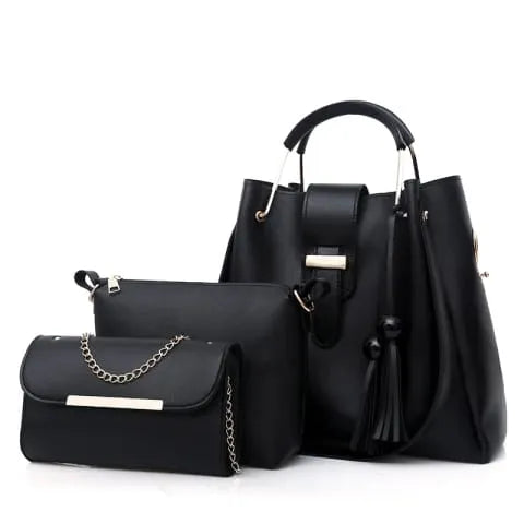 3 Pcs Set of Pu Leather Hand Bags And Shoulder Bags For Women's