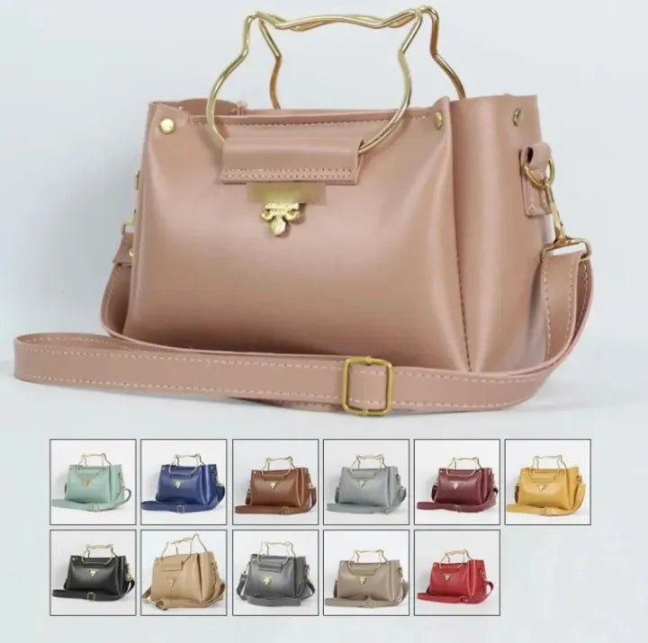 Girl's PU Leather Plain Hand Bag